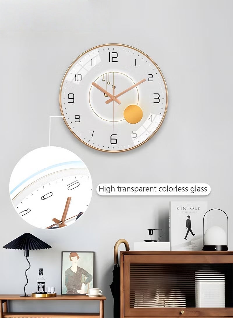EETU 12 Inch Wall Clock, Silent Non-Ticking Wall Clock Glass Round Clocks Modern Quartz Clock, Modern Decorative Wall Clocks for Home Living Room Bedroom Kitchen - Image 2