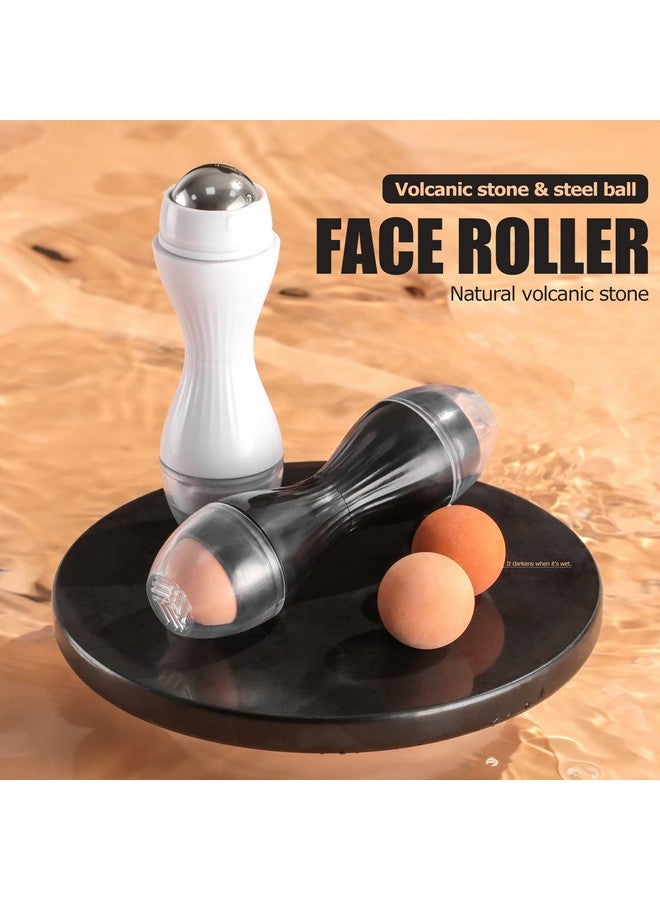 JPNK Oil Absorbing Volcanic Roller, Portable Reusable Oil-Resistant Face Roller, Oil Control Natural Stone Facial Tool, Suitable For Traveling At Home Or Going Conduct For Skin Massage 2Pcs - Image 1