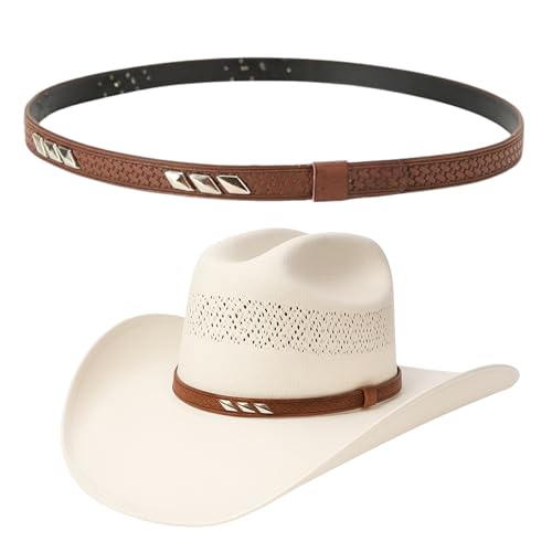 Gamboa Hat Bands for Cowboy and Cowgirl Western Accesories for Men and Women Leather Style Hat Belt Band - Image 1