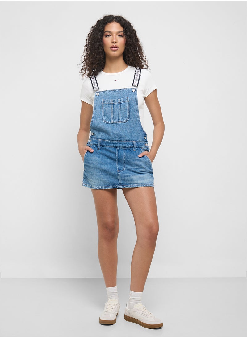 TOMMY JEANS Pocket Detailed Denim Dungaree Dress  - Image 5