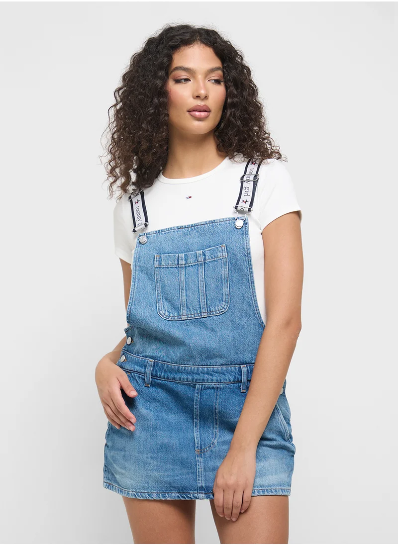 TOMMY JEANS Pocket Detailed Denim Dungaree Dress