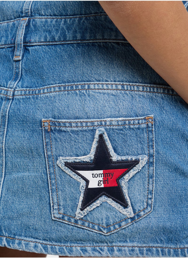 TOMMY JEANS Pocket Detailed Denim Dungaree Dress  - Image 4