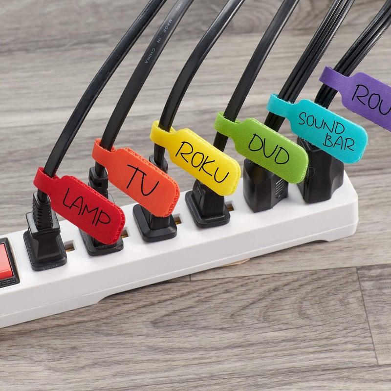 Wrap-It Storage Cable Management Value Pack - 40 Self-Gripping Cable Ties, 20 Cable Labels, 12ft Perforated Self-Gripping Roll - For Home, Office, Desk, Wire, Cable Wrap, Cord Management Organization - Image 4