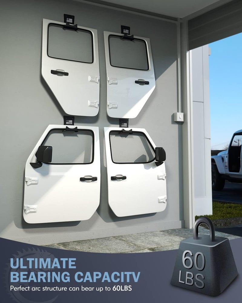 Lupar America Flag Storage Door Hangers - 4 Pack Aluminum Wall-Mounted Rack for Jeep Wrangler (1956-2023) - Image 3