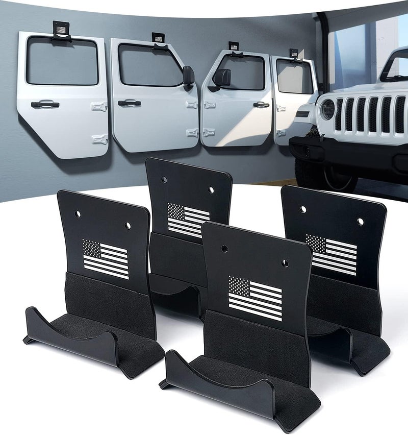 Lupar America Flag Storage Door Hangers - 4 Pack Aluminum Wall-Mounted Rack for Jeep Wrangler (1956-2023) - Image 1