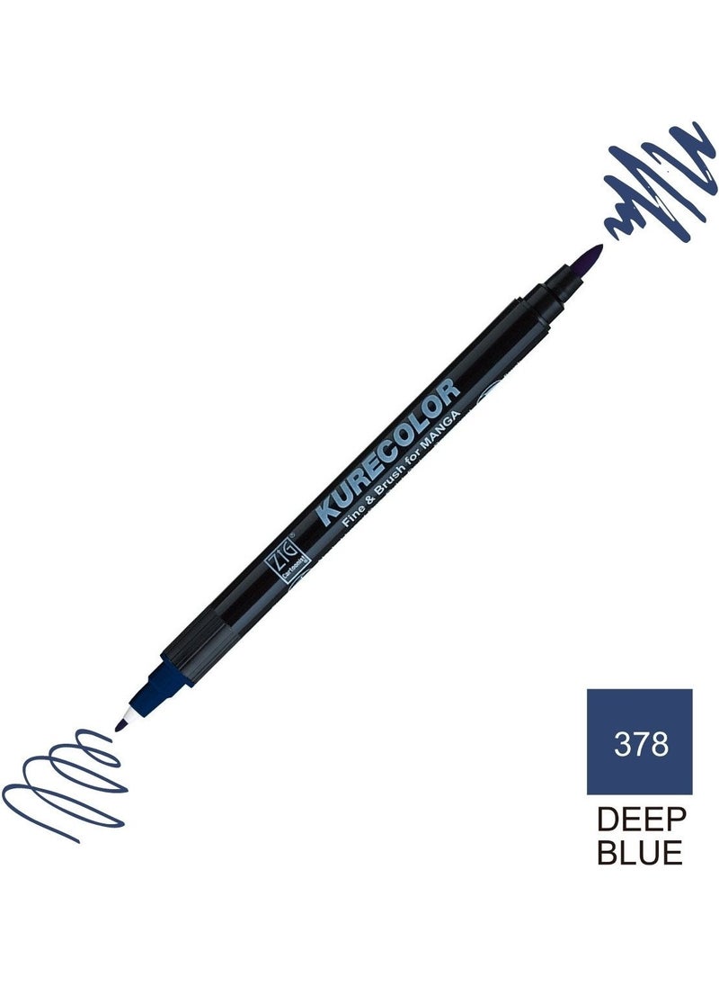 Zig Kurecolor Mangaka Fine&brush Double-Sided Pen CNKC-2200 No 378 Deep Blue  - Image 5