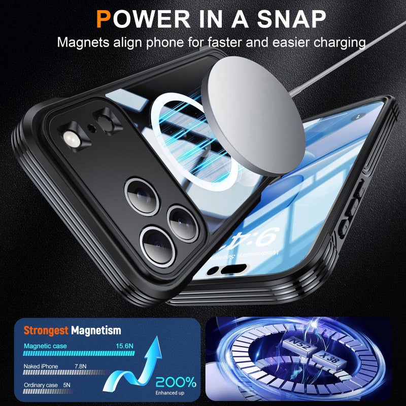 إيروريكس جراب هاتف مغناطيسي متين مقاوم للماء لهاتف iPhone 17 Pro Life MagSafe (أسود) - Image 5