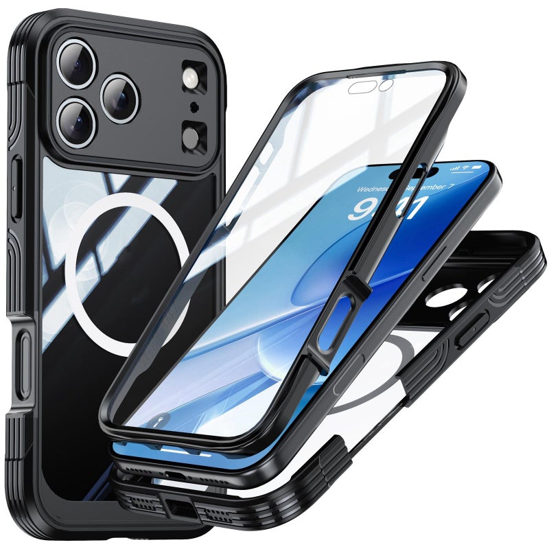 إيروريكس جراب هاتف مغناطيسي متين مقاوم للماء لهاتف iPhone 17 Pro Life MagSafe (أسود) - Image 1