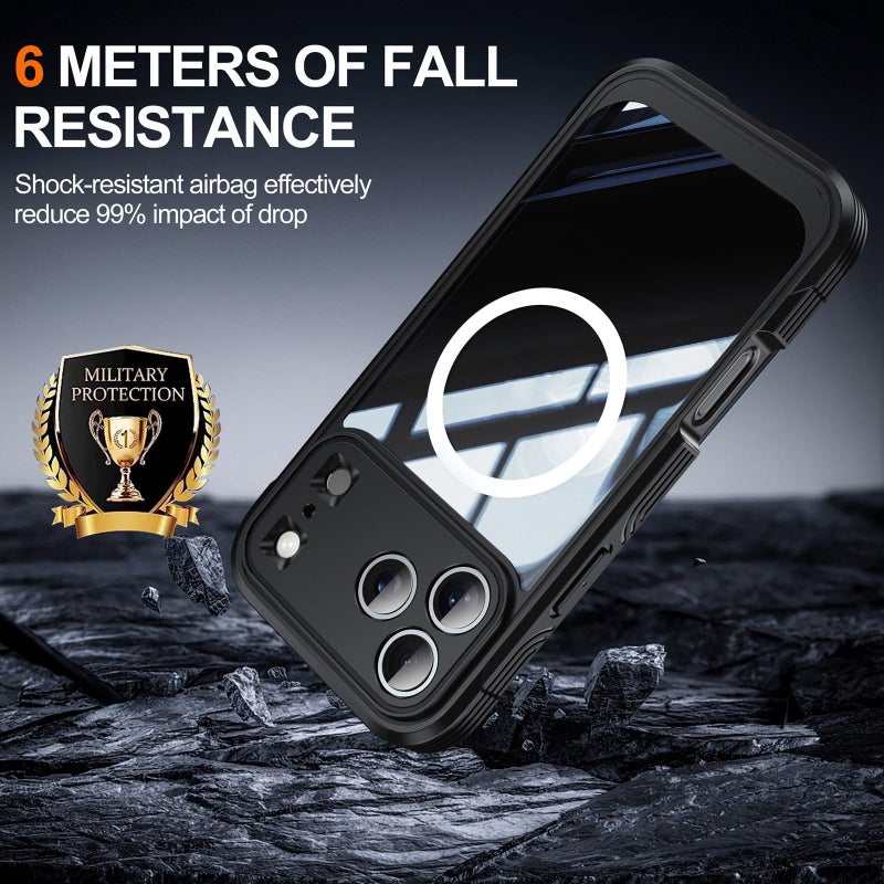 إيروريكس جراب هاتف مغناطيسي متين مقاوم للماء لهاتف iPhone 17 Pro Life MagSafe (أسود) - Image 4