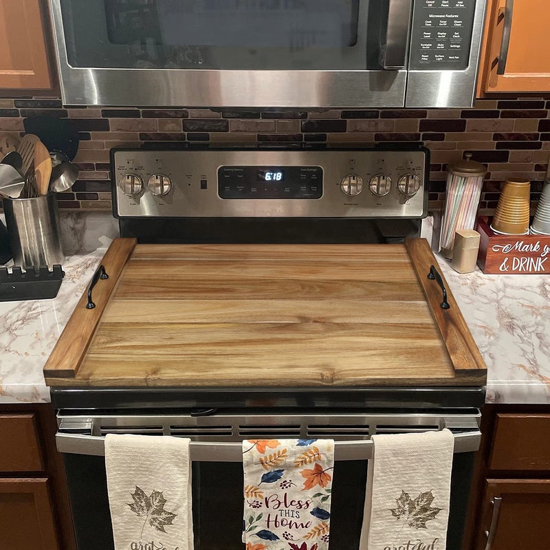 GASHELL Noodle Board Stove Cover with Handles for Electric, Gas Stove Top (Acacia Wood) - Image 3