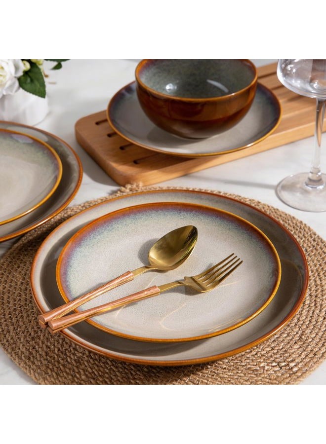 LERATIO Ceramic Dinnerware Sets for 4, Coupe Plates and Bowls Sets,Highly Chip and Crack Resistant | Dishwasher & Microwave & Oven Safe Dishes set,Reactive Glaze Dinnerware- Service for 4（12pcs） - Image 4