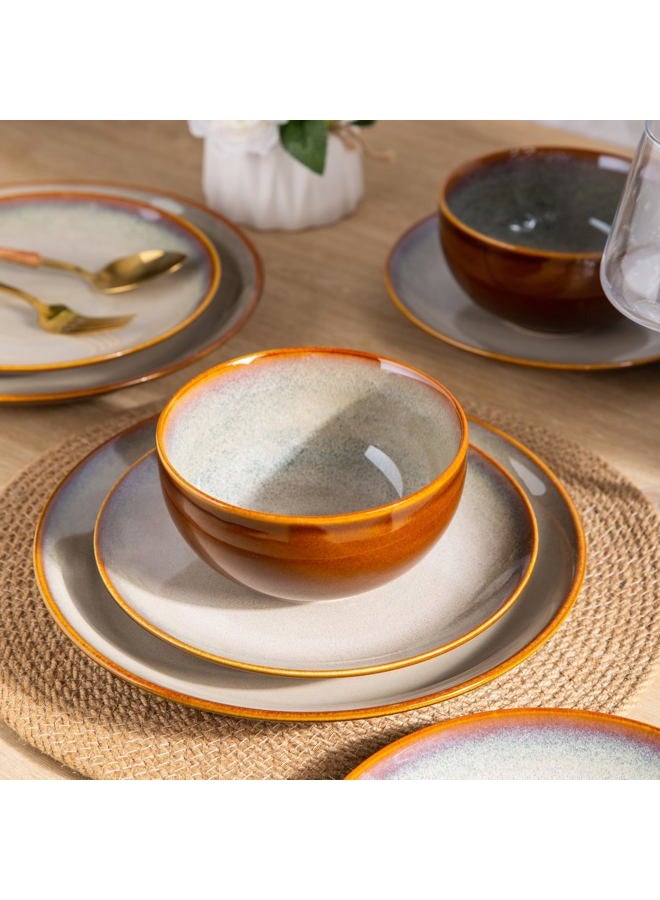 LERATIO Ceramic Dinnerware Sets for 4, Coupe Plates and Bowls Sets,Highly Chip and Crack Resistant | Dishwasher & Microwave & Oven Safe Dishes set,Reactive Glaze Dinnerware- Service for 4（12pcs） - Image 3