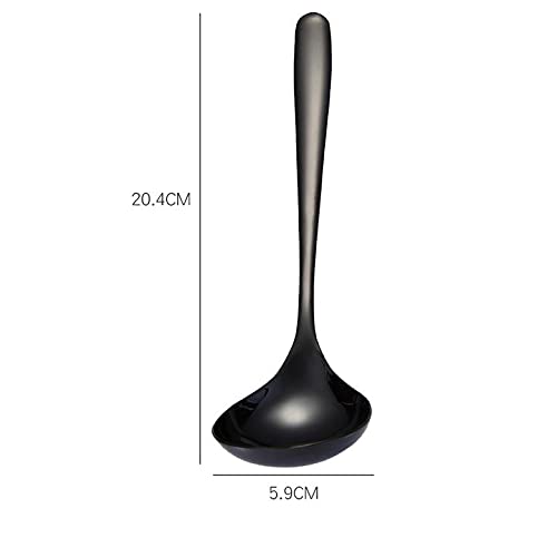 MBBITL 2-Pack Black Soup Ladle 304 Stainless Steel Spoon Kitchen Serving Sauce Server - Image 3