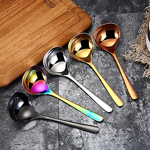 MBBITL 2-Pack Black Soup Ladle 304 Stainless Steel Spoon Kitchen Serving Sauce Server - Image 4