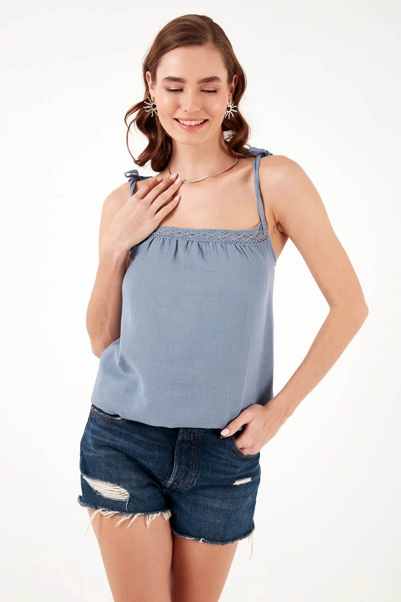 ليلا Cotton Regular Fit String Strap Blouse Women's Blouse 611BZ0299