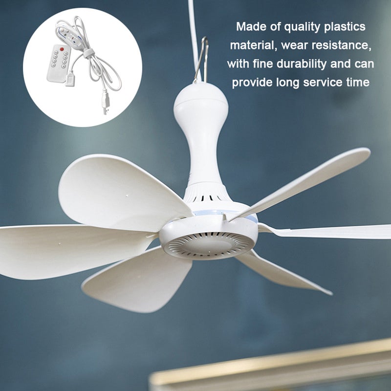 6 Leaves 5V USB Ceiling Fan Accessory Kit Camping Tent Air Cooler Timer and Remote Controller Set for Outdoor Dormitory Home Bed - Image 3