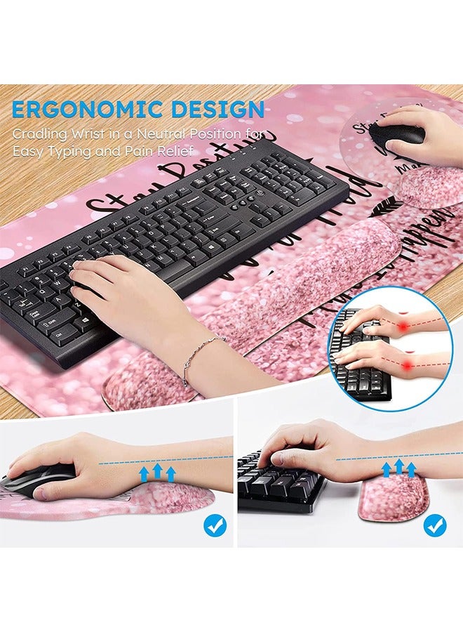 Arabest Mouse pad, Gaming Mouse Pad Wrist Support Set,4in1 Desk Mat+ Keyboard Wrist Rest+Mouse Wrist Rest+Coaster Set with Ergonomic Design for Home Office Table Computer  - Image 5