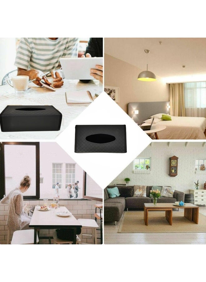 PU Leather Car Tissue Box Holder – Foldable Magnetic Tissue Organizer – Dashboard & Home Use – Premium Black with Diamond Pattern – Model 6370 - Image 5