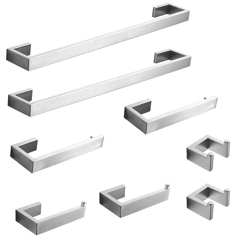 Fapully 8 Piece Bathroom Accessories Set Stainless SteelBathroom Hardware Set Brushed Nickel Wall Mounted