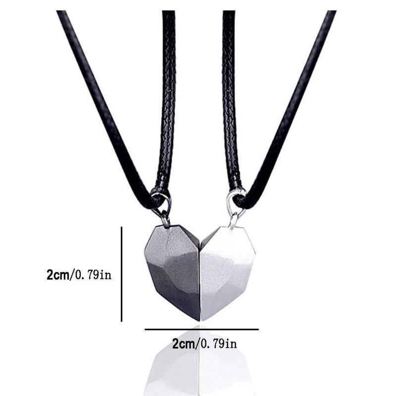 LEGENSTAR Two Souls One Heart Pendant Necklaces for Couple,Wishing Stone Creative Magnet Couples Necklace (Black+Silver 02) - Image 2