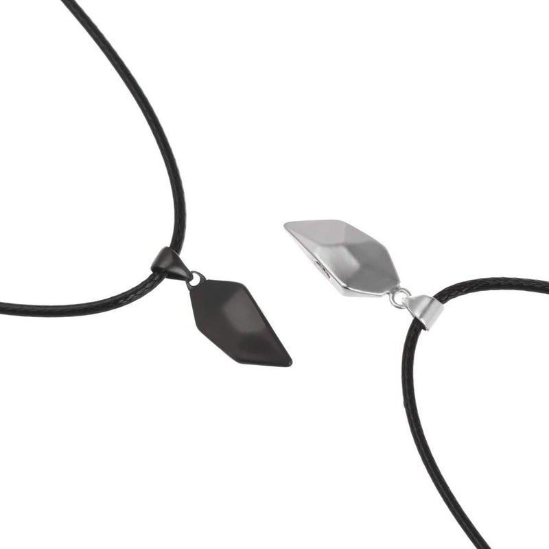 LEGENSTAR Two Souls One Heart Pendant Necklaces for Couple,Wishing Stone Creative Magnet Couples Necklace (Black+Silver 02) - Image 3