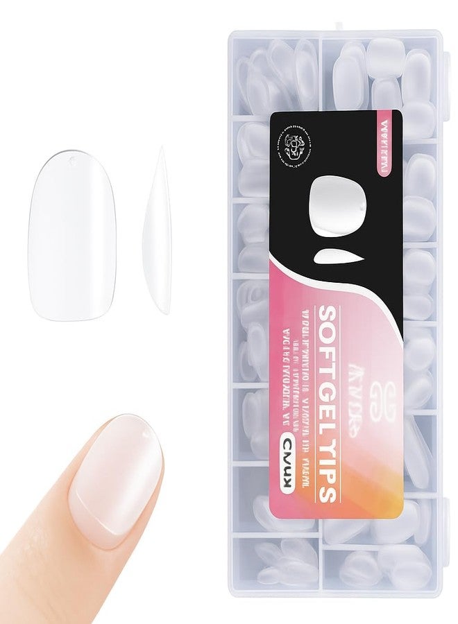 Bolt Bee Soft Gel Nail Tips, 510 Pieces, Full Matte Transparent, Pre-Buffed Extensions, 15 Sizes, Medium Almond (Short Round) - Image 1