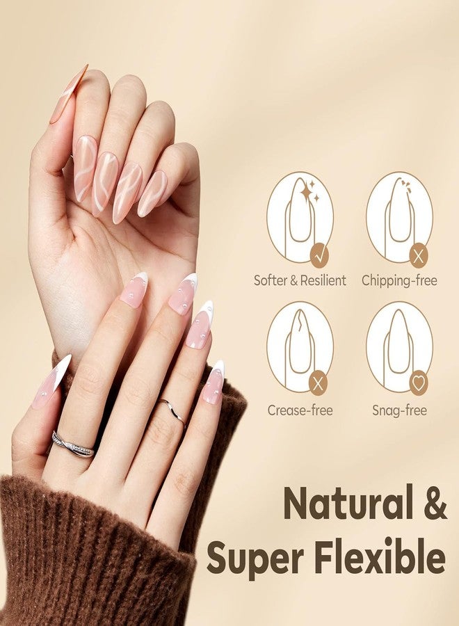Bolt Bee Soft Gel Nail Tips, 510 Pieces, Full Matte Transparent, Pre-Buffed Extensions, 15 Sizes, Medium Almond (Short Round) - Image 5