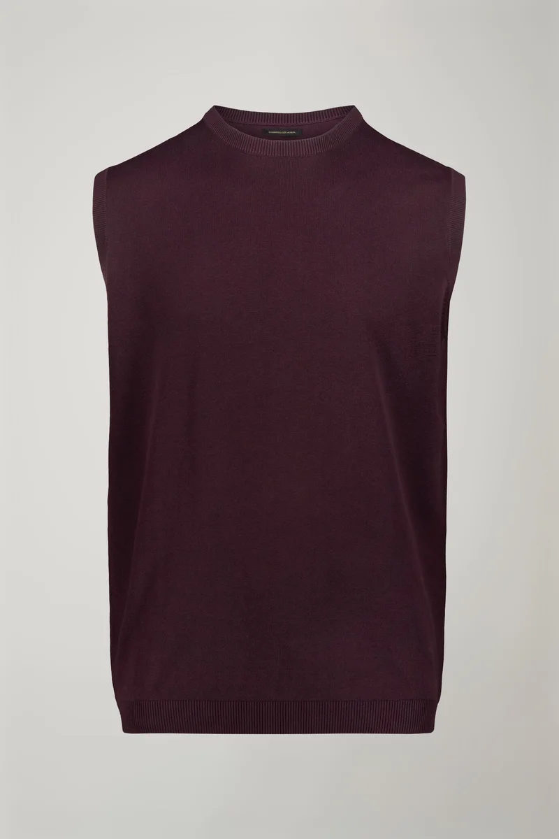 دوبل غانغر Men's roud neck sweater 100% cotton regular fit - Bordeaux