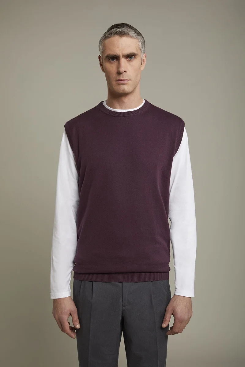 دوبل غانغر Men's roud neck sweater 100% cotton regular fit - Bordeaux