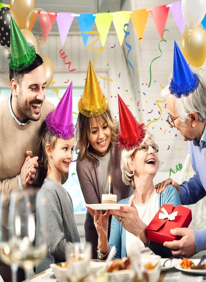 CANREVEL قبعات حفلات هولوجرافية من CANREVEL عدد 12 للبالغين، أغطية رأس للحفلات|الاحتفالات|الأعياد، مستلزمات الحفلات لتزيين الحفلات، قبعات مخروطية مع خيوط لامعة للنساء والرجال - Image 3
