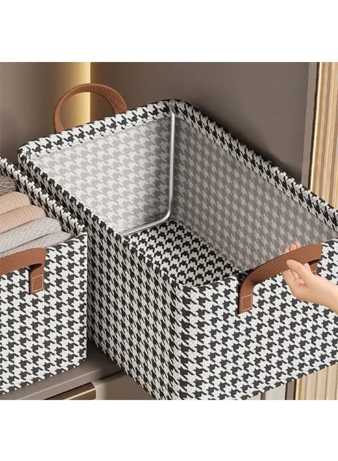 RollsTimi  Foldable Storage Box Large Capacity Clothes Trousers Storage Basket,Black White - Image 1