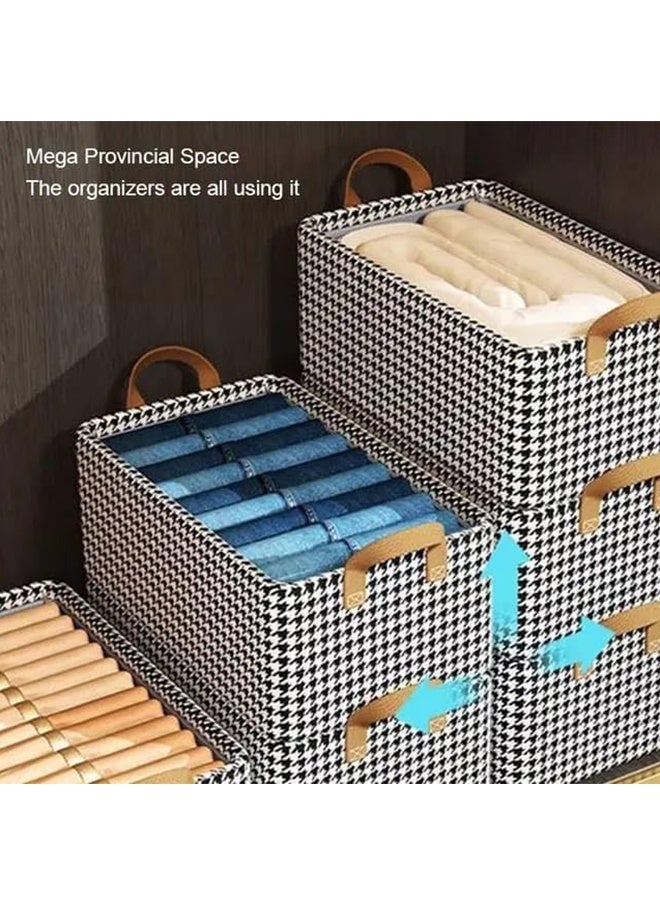 RollsTimi  Foldable Storage Box Large Capacity Clothes Trousers Storage Basket,Black White - Image 2