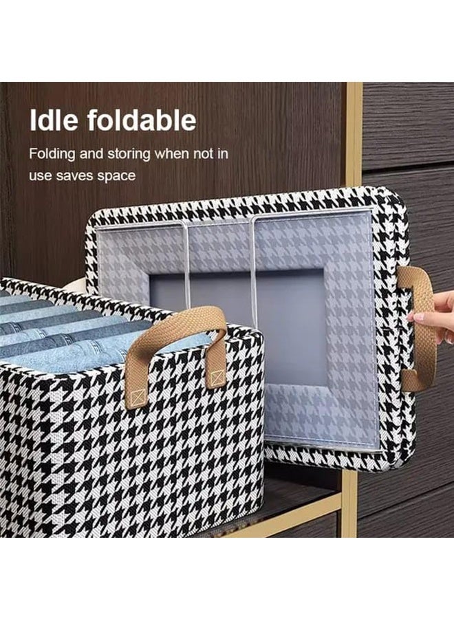 RollsTimi  Foldable Storage Box Large Capacity Clothes Trousers Storage Basket,Black White - Image 3