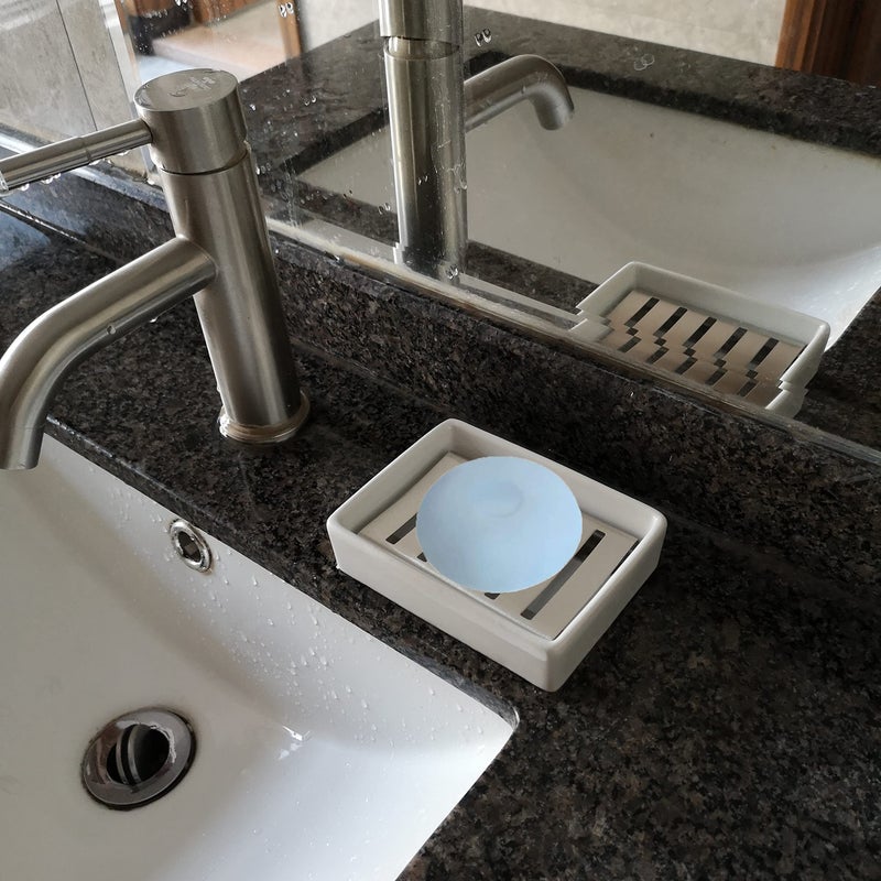 Passionier Ceramic Soap Dish Stainless Steel Soap Holder for Bathroom and Shower Double Layer Draining Soap Box - Image 3