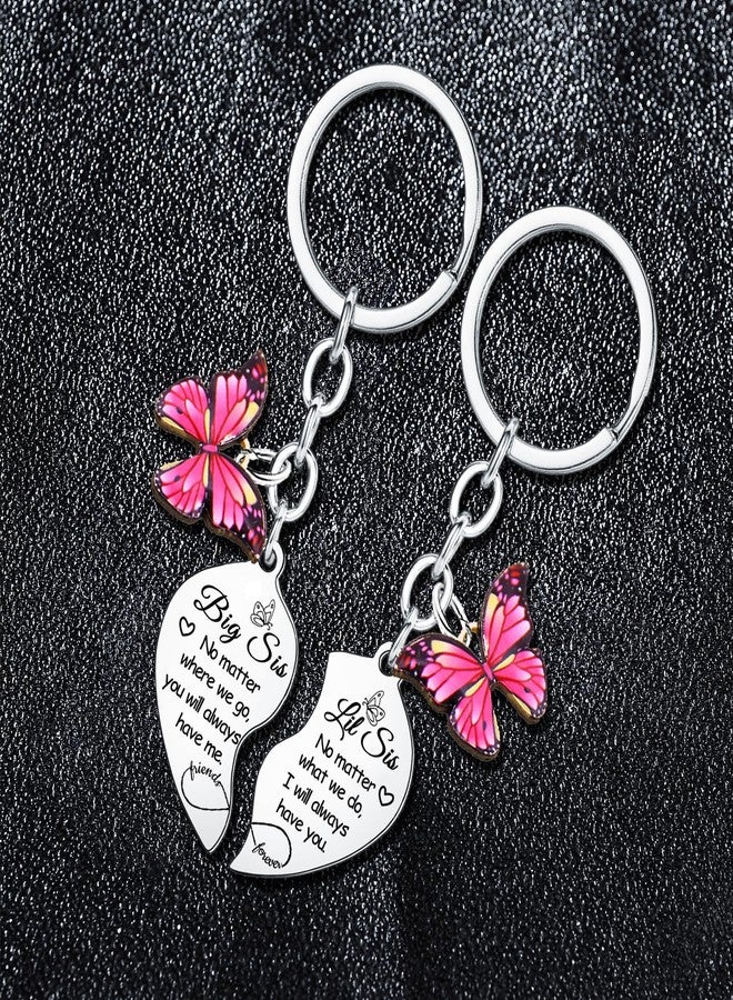 BESPMOSP 2PCs Big Sister Little Sister Keychain Set No Matter What No Matter Where Keychain Big Sis Lil Sis Gifts Long Distance Friendship Relationship Gifts for Sister Friends Bestie Christmas Birthday Gifts - Image 3