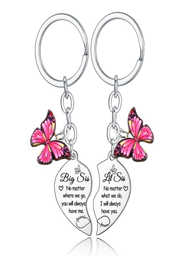 BESPMOSP 2PCs Big Sister Little Sister Keychain Set No Matter What No Matter Where Keychain Big Sis Lil Sis Gifts Long Distance Friendship Relationship Gifts for Sister Friends Bestie Christmas Birthday Gifts - Image 1