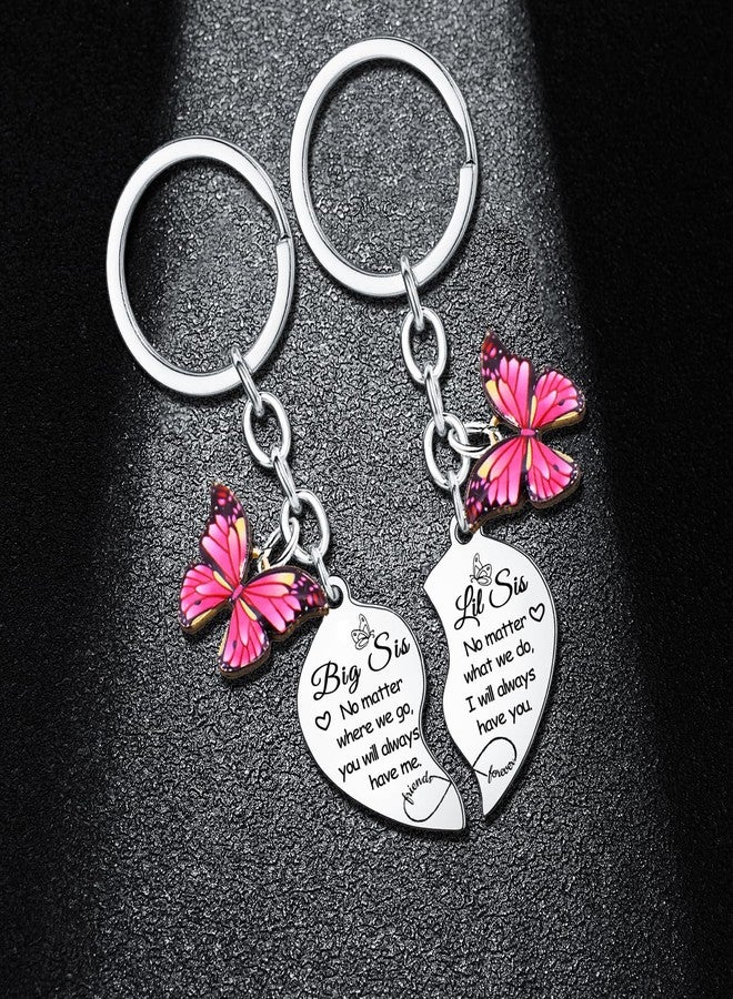BESPMOSP 2PCs Big Sister Little Sister Keychain Set No Matter What No Matter Where Keychain Big Sis Lil Sis Gifts Long Distance Friendship Relationship Gifts for Sister Friends Bestie Christmas Birthday Gifts - Image 2