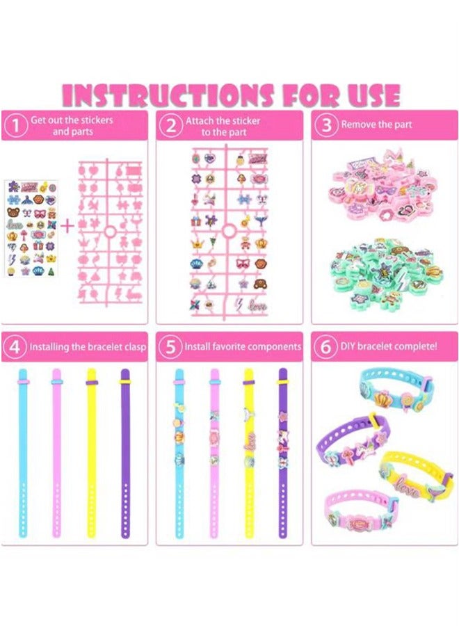 طقم صنع الأساور DIY للفتيات، فنون وحرف للأطفال من عمر 3 إلى 7 سنوات، طقم صنع أساور الصداقة مع أساور ملونة / ملصقات، هدايا عيد ميلاد للفتيات في عمر 3 و4 و5 و6 و7 سنوات. - Image 3