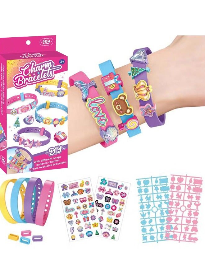 طقم صنع الأساور DIY للفتيات، فنون وحرف للأطفال من عمر 3 إلى 7 سنوات، طقم صنع أساور الصداقة مع أساور ملونة / ملصقات، هدايا عيد ميلاد للفتيات في عمر 3 و4 و5 و6 و7 سنوات. - Image 1