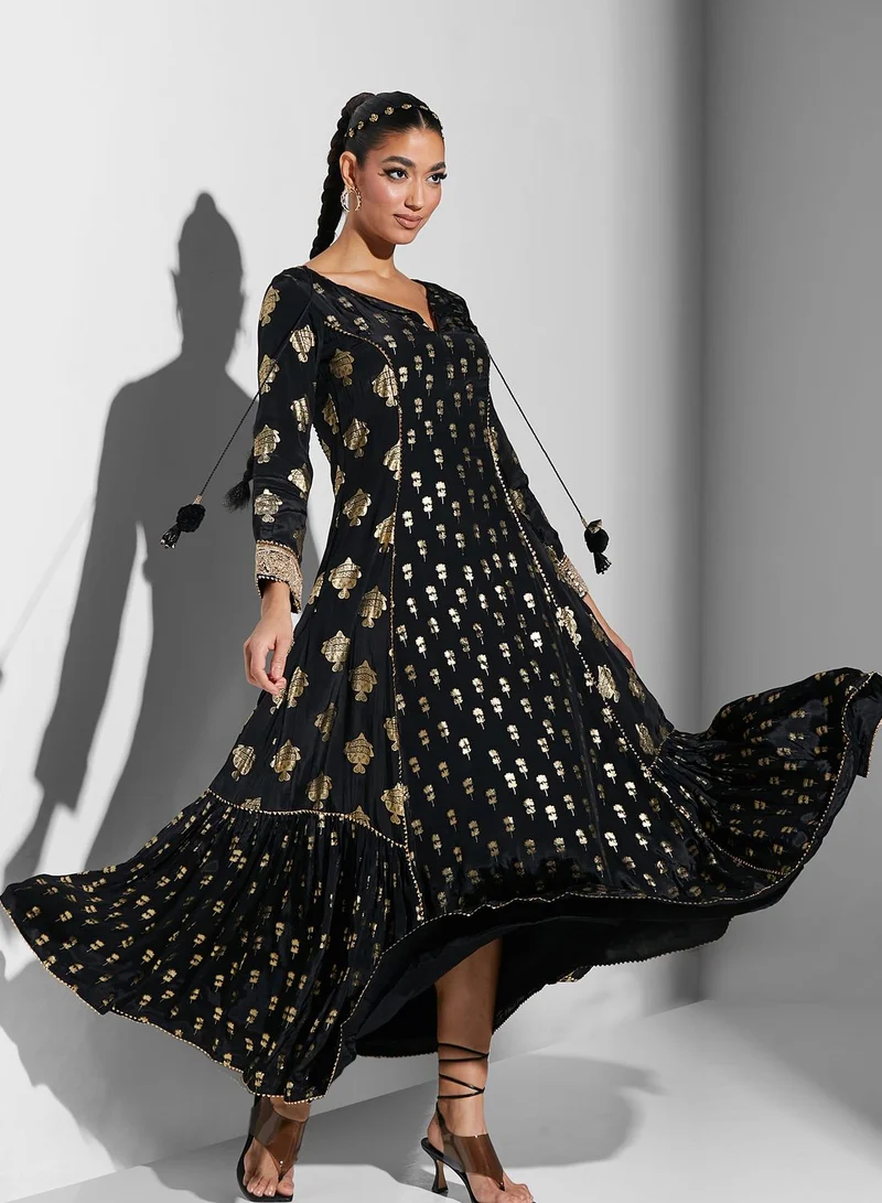 masaba Tiered Sequin Detail Dress
