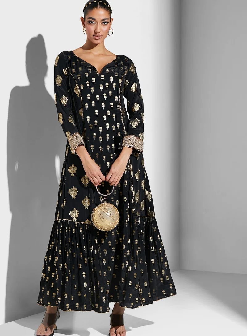 masaba Tiered Sequin Detail Dress