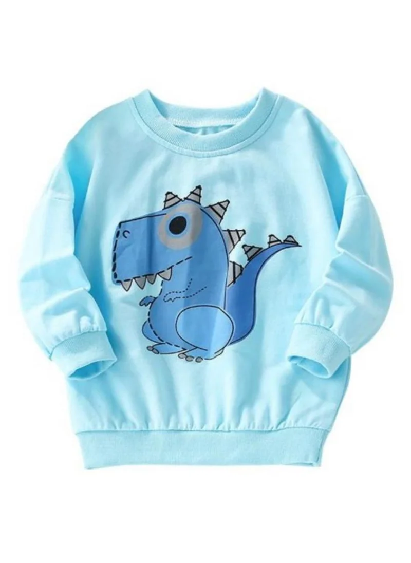 YUNIQEE Turquoise Blue Graphic Printed Round Neck T-shirt