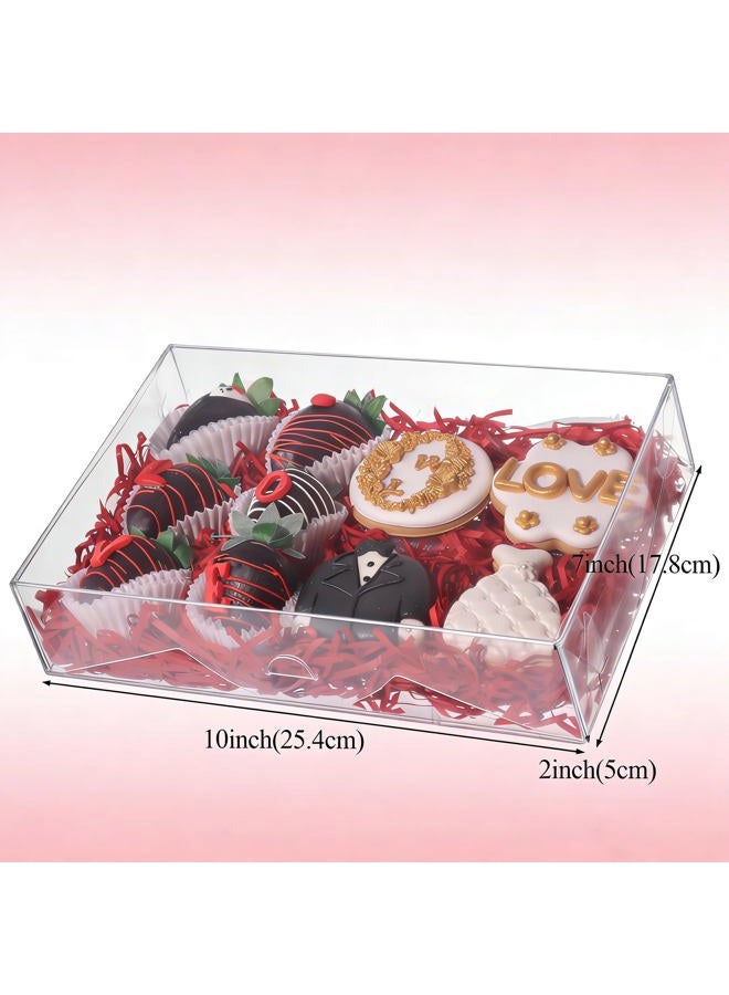 JCXGRVC 4 PCS 10x7x2 inches Clear Strawberry Boxes Bakery Boxes Cookie Boxes Macaron Boxes Gift Boxes Treat Boxes - Image 2