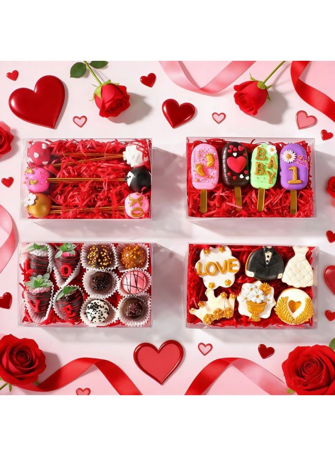 JCXGRVC 4 PCS 10x7x2 inches Clear Strawberry Boxes Bakery Boxes Cookie Boxes Macaron Boxes Gift Boxes Treat Boxes - Image 3