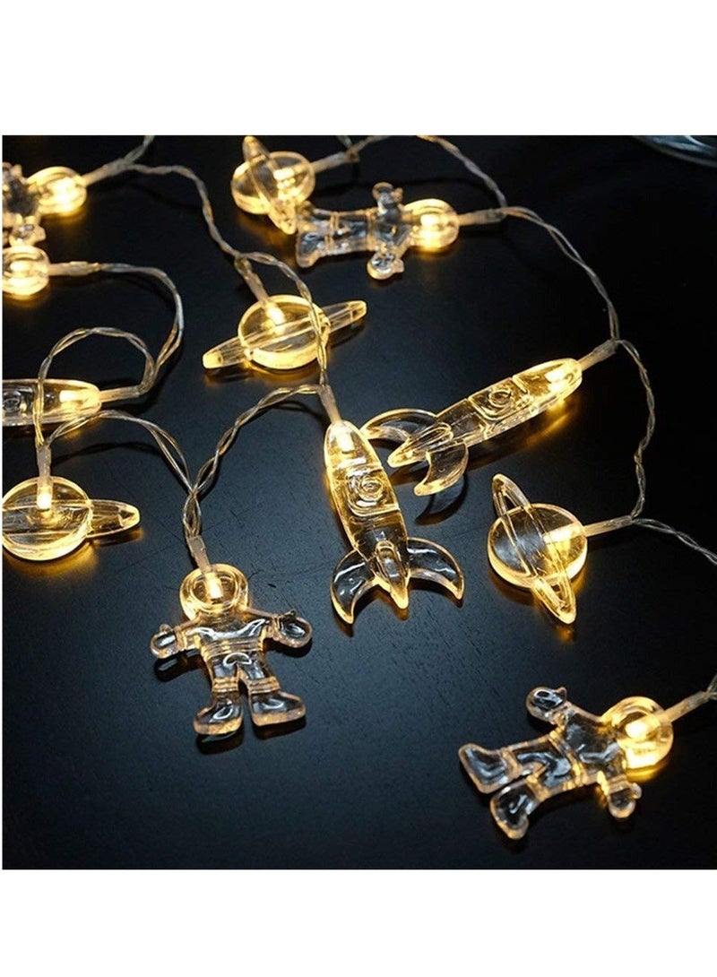 كابتن تيك LED String Light, 20 Astronaut Spaceship Rocket Pendants Holiday Party Lights Outerspace Decor Wedding Around the Garden Patio Warm White - Image 1