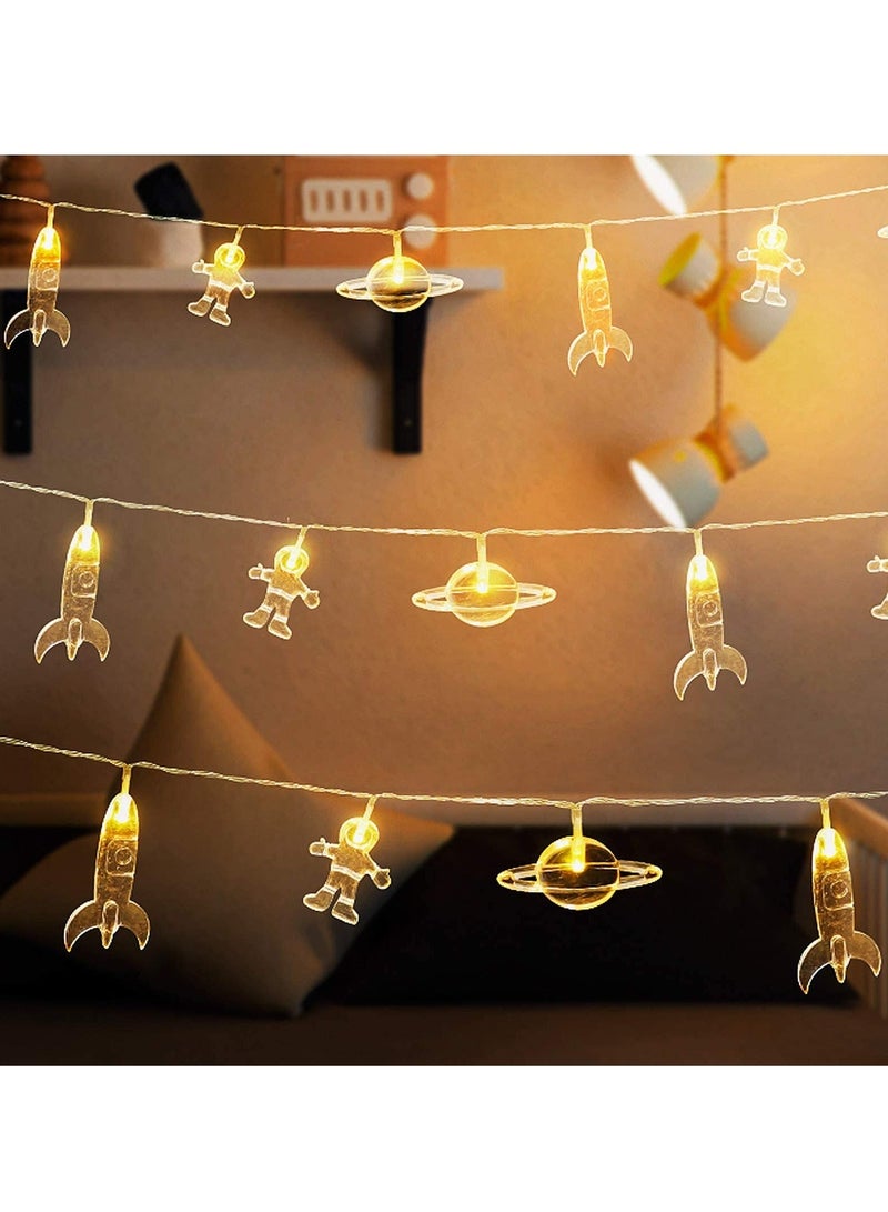 كابتن تيك LED String Light, 20 Astronaut Spaceship Rocket Pendants Holiday Party Lights Outerspace Decor Wedding Around the Garden Patio Warm White - Image 2