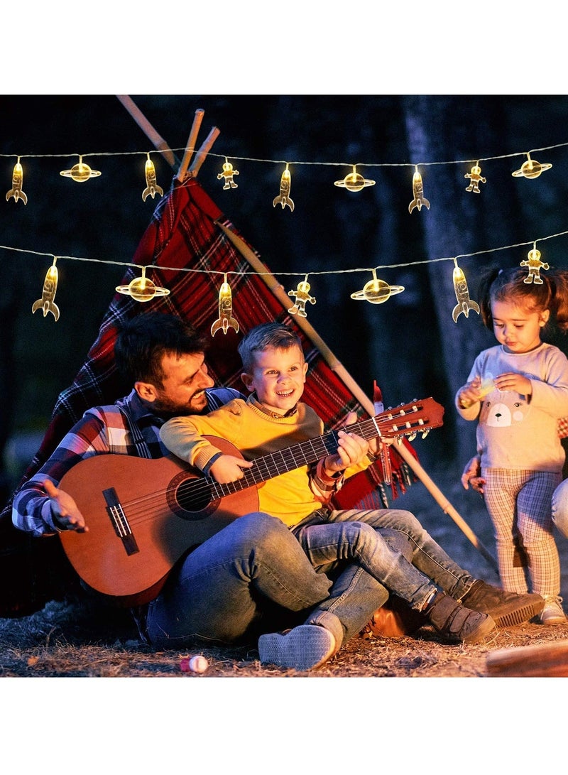 كابتن تيك LED String Light, 20 Astronaut Spaceship Rocket Pendants Holiday Party Lights Outerspace Decor Wedding Around the Garden Patio Warm White - Image 4