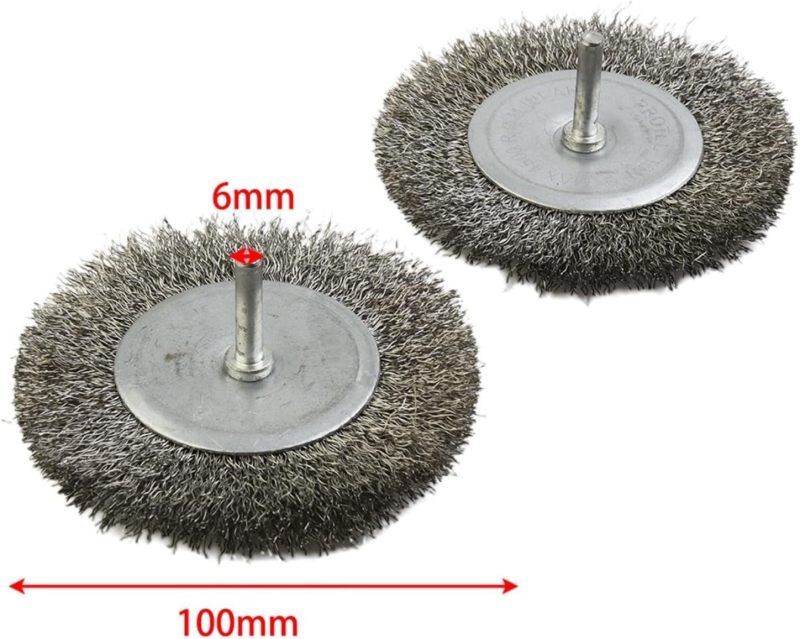 4-Pack 100mm rotating wire wheel brush, stainless steel grinding and rust removal polishing wire wheel round handle T-shaped silver 6x100mm - Image 2