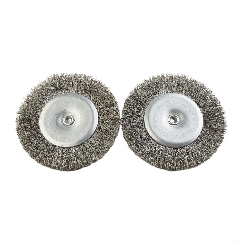 4-Pack 100mm rotating wire wheel brush, stainless steel grinding and rust removal polishing wire wheel round handle T-shaped silver 6x100mm - Image 4