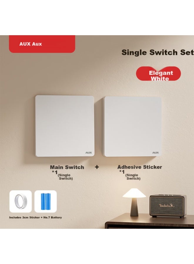 Aux Wireless Remote Control Switch Wireless Smart Parent-child Switch Panel Remote Controller Double Control Sticker White Single Switch + Sticker